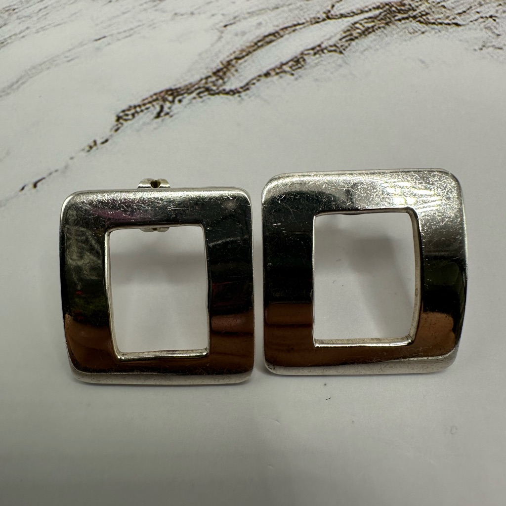 Chic Silver Open Square Earrings